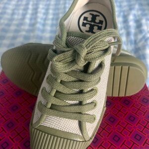 Tory Burch Olive and Cream Casual Sneakers